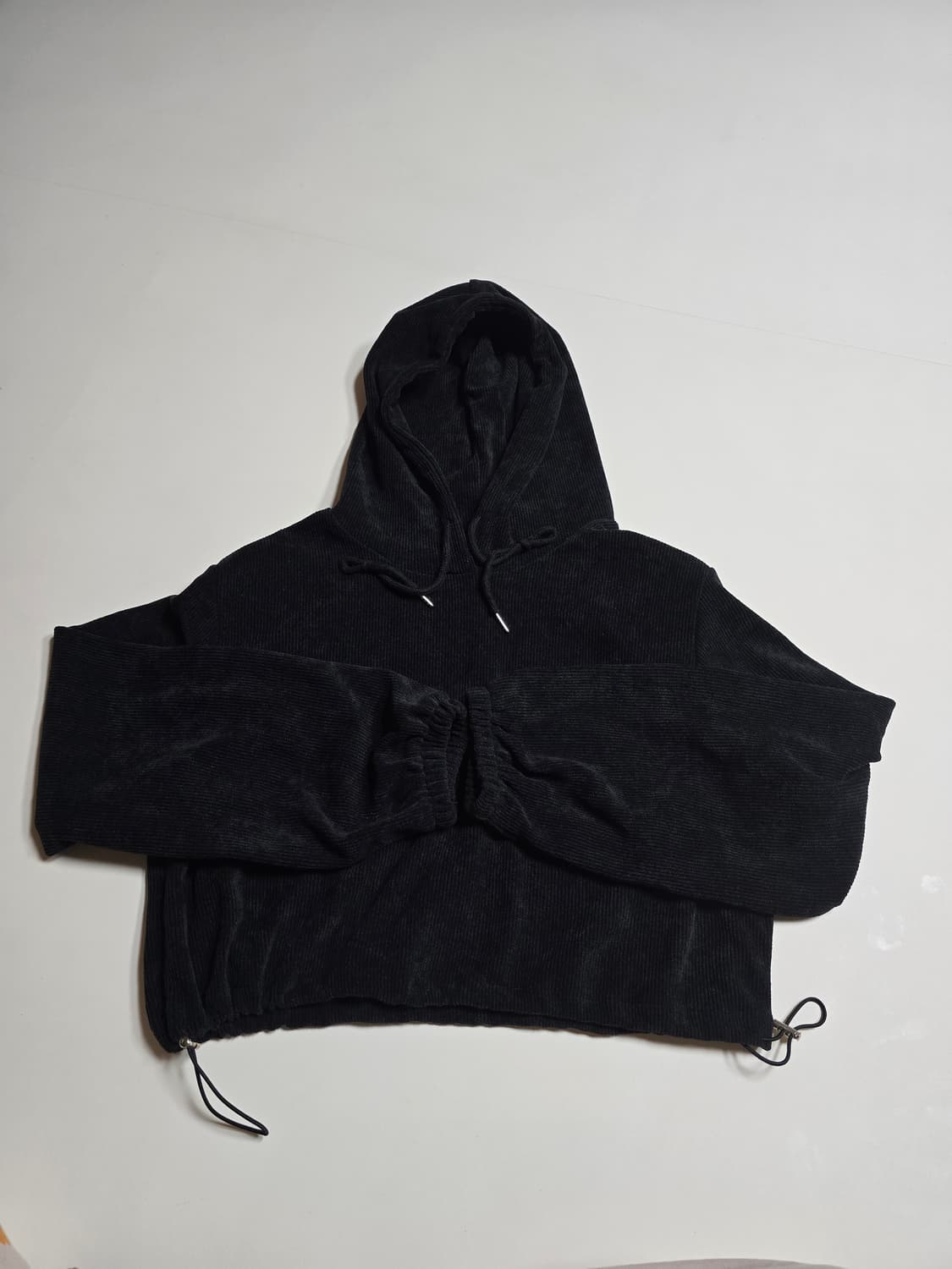 크롭 골지 후드 (어깨패드 / 허리조절 가능 / 프리) 상품이미지1