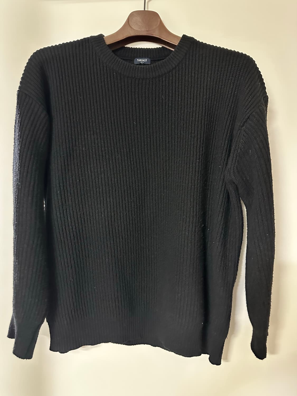  테이크이지 램스울 크루넥 오버니트 블랙 L 상품이미지1