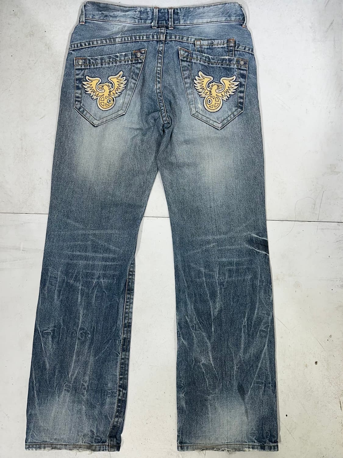 레드 페퍼 와이드 자수 연청 데님 팬츠 워싱 청바지  상품이미지6