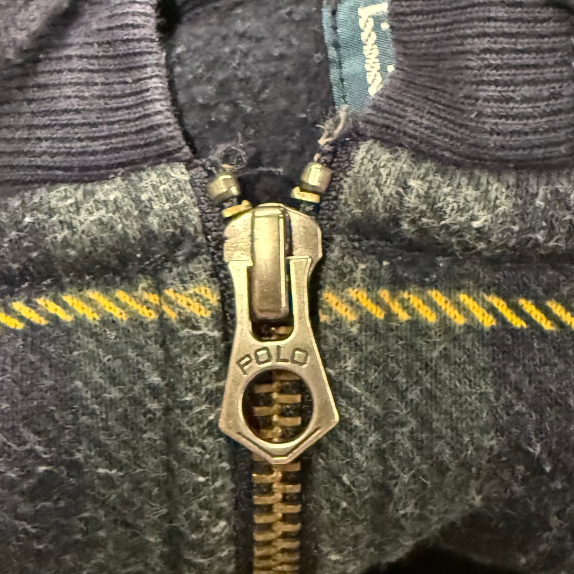 폴로 랄프로렌 그린 네이비 골드 빅포니 체크 후드집업 상품이미지5