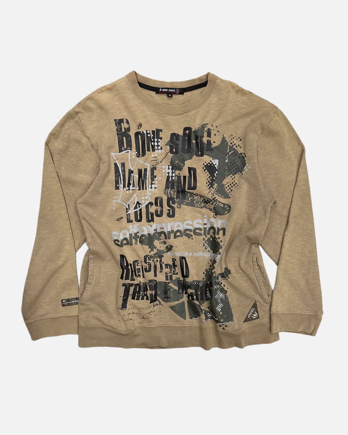 B-ONE-SOUL grunge logo beige sweatshirt 상품이미지1