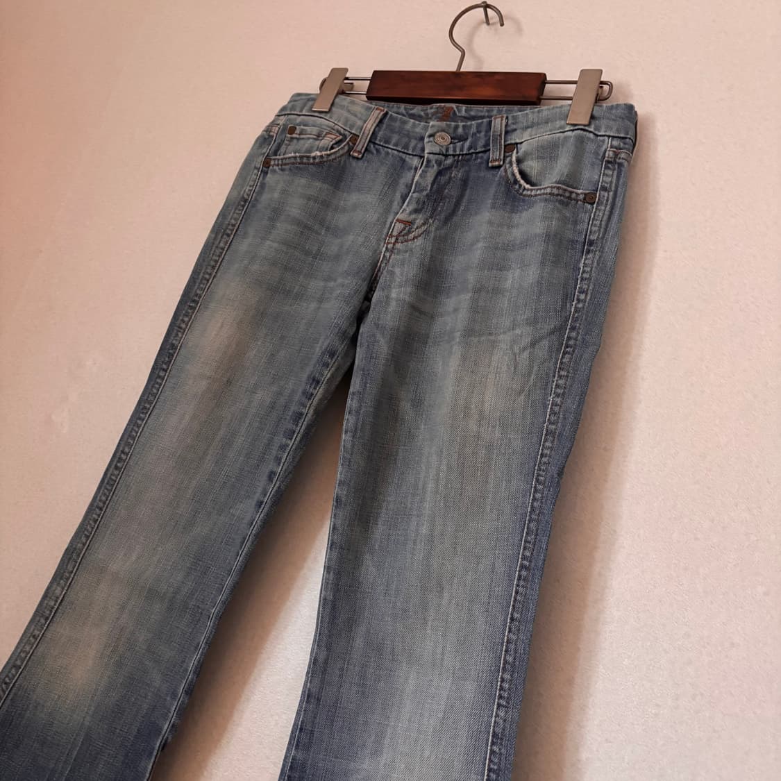 세븐진 26 부츠컷 청바지 연청 워싱 미국 수입 데님 수입 포켓 상품이미지8