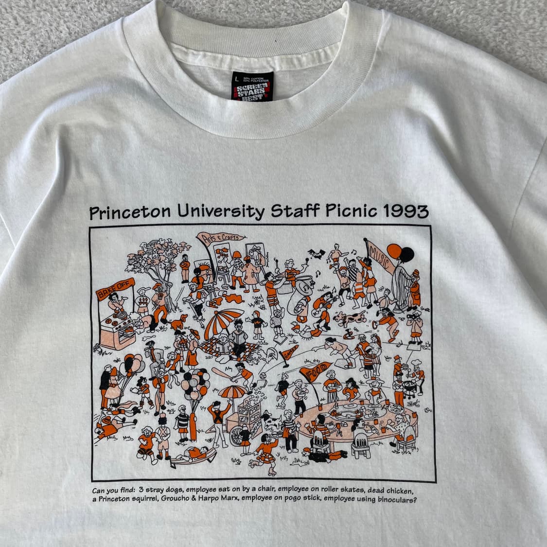1993 스크린스타 Princeton 대학 Picnic 싱글스티치 티셔츠 상품이미지3