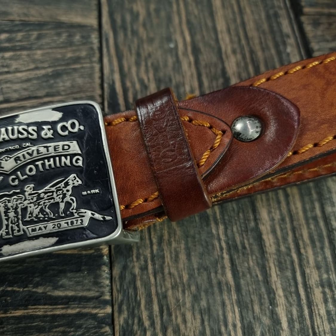 [리바이스] 리얼 카우 레더 소가죽 빅로고 버클 벨트 M18854 상품이미지4