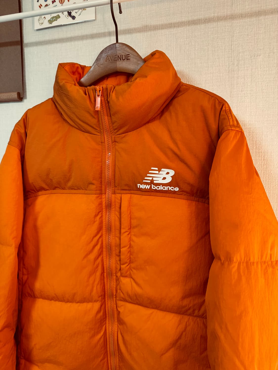 [S]뉴발란스 UNI 엑티브 숏 나일론 구스다운 패딩자켓 오렌지 상품이미지3