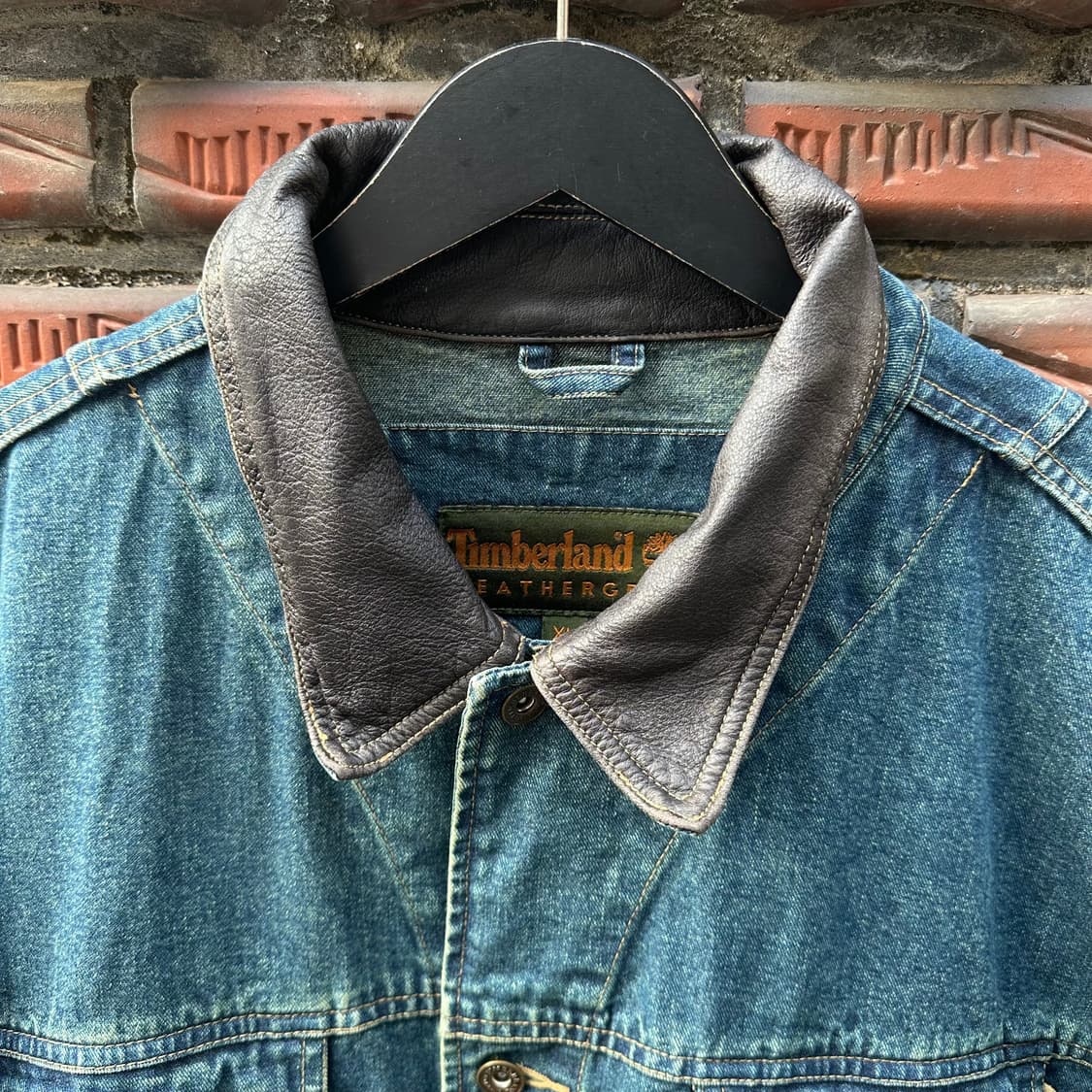 빈티지 00s 팀버랜드 가죽 데님자켓 상품이미지2