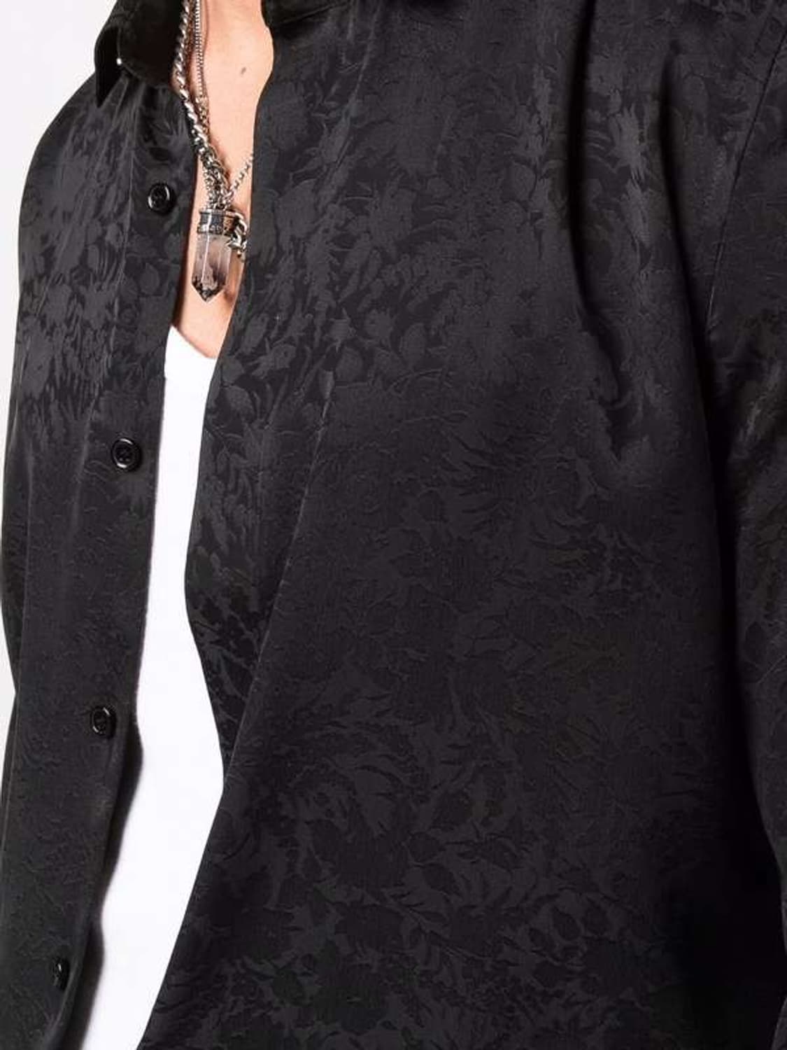 [BTS 지민님 착용] 생로랑 22ss 샤이닝 자카드 플로랄 실크 셔츠 상품이미지2