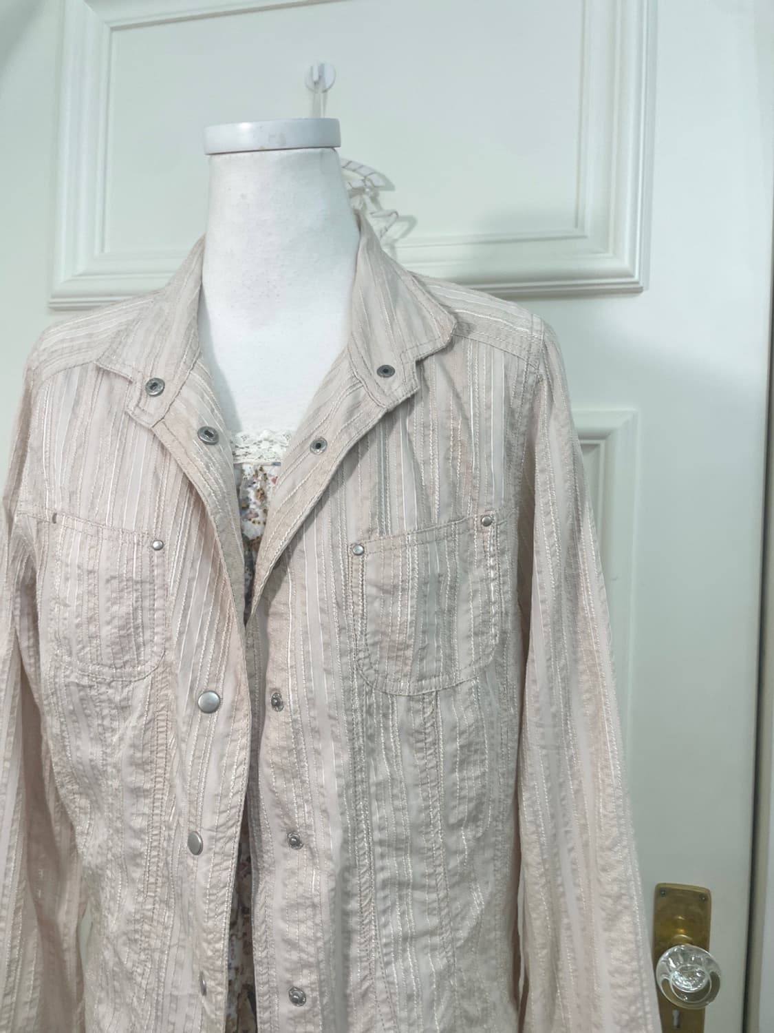 pink beige lace line summer jacket(size- 상품이미지7