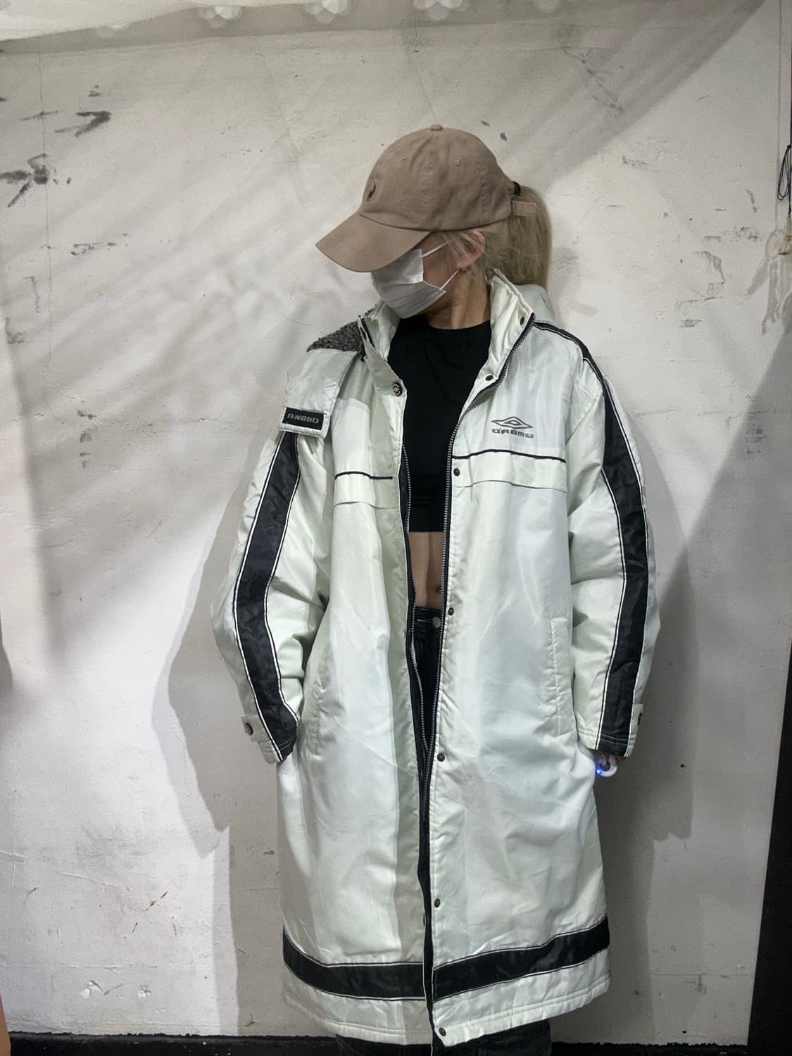 엄브로 민트 빅 로고 돕바 롱패딩 점퍼 올드스쿨 후드 자켓 M 상품이미지2