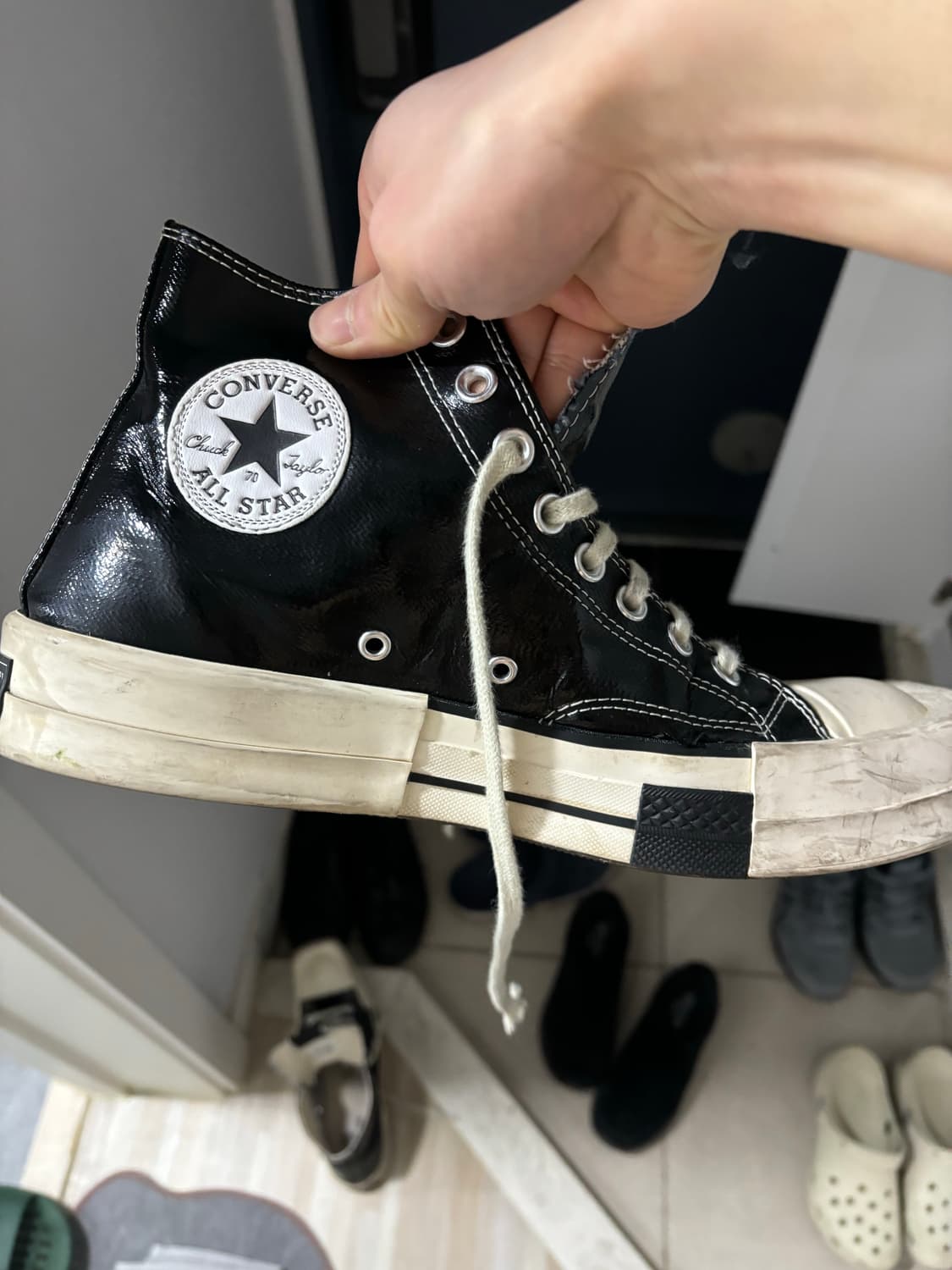 컨버스 다크쉐도우 터보다크 척 70 하이 블랙 래커드 데님 상품이미지9