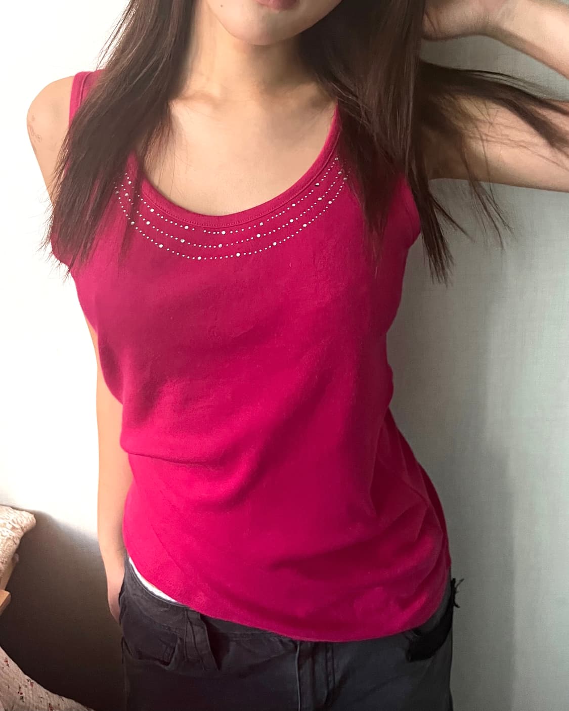 hot pink sparkle sleeveless 상품이미지1