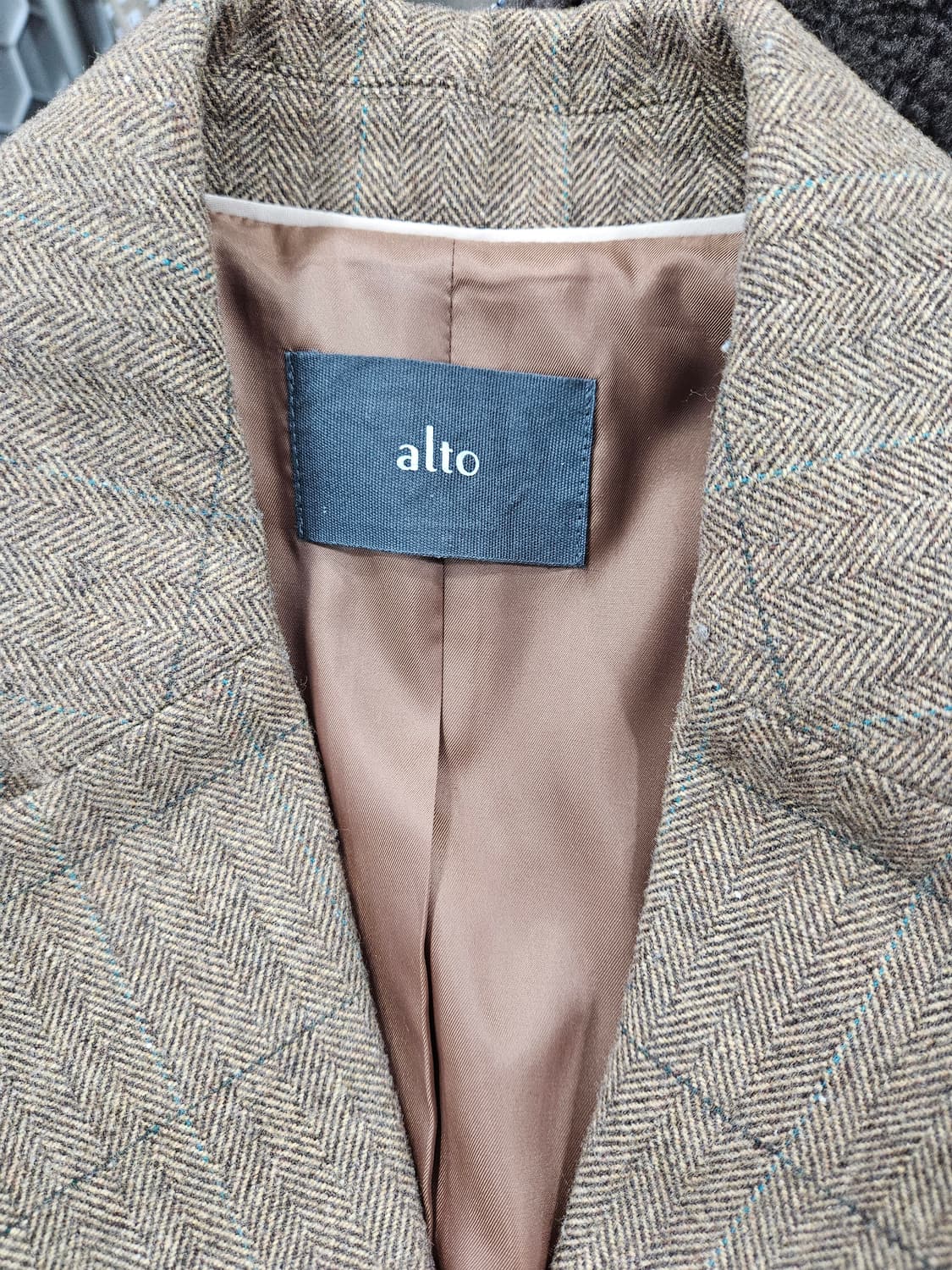 알토(alto) 베이지/브라운 체크 더블 울코트 90 상품이미지2