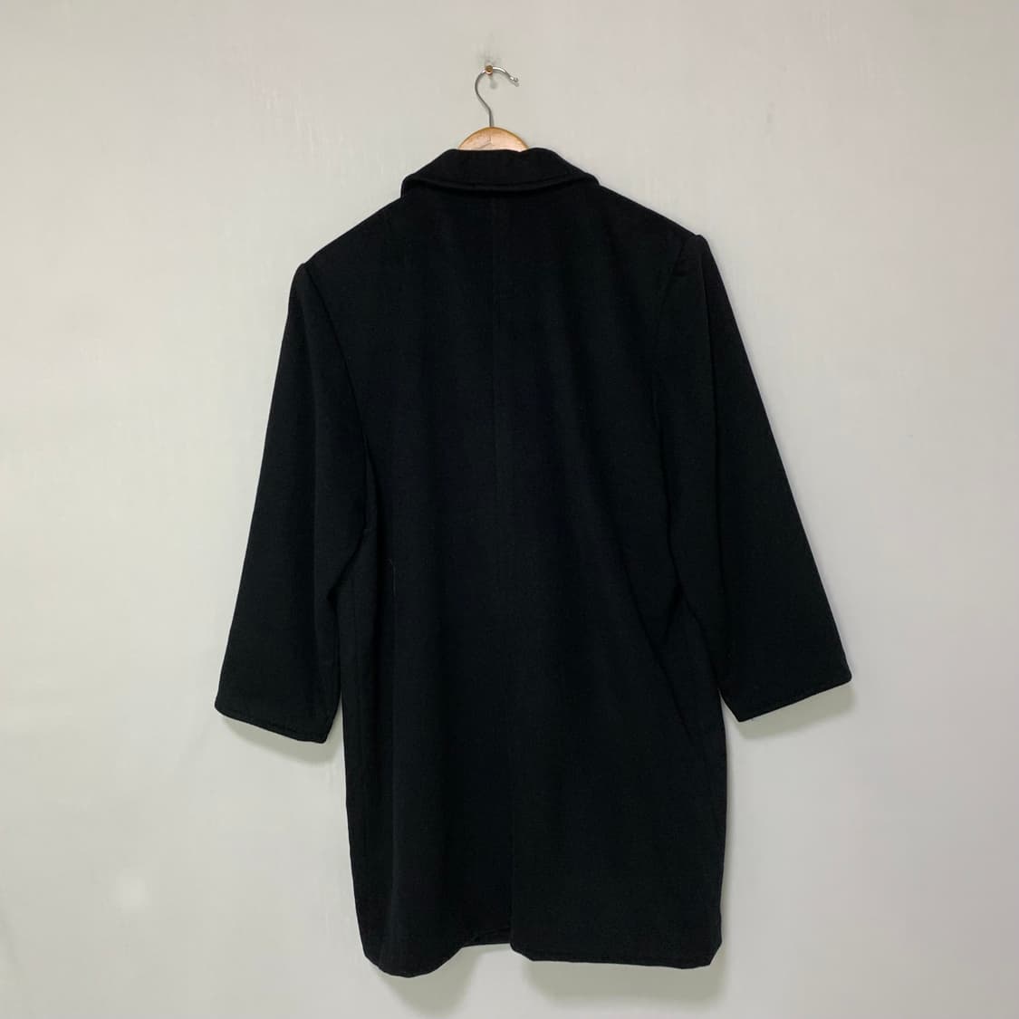 빈티지 캐시미어 100% 블랙 버튼 하프 코트 남녀공용 상품이미지4
