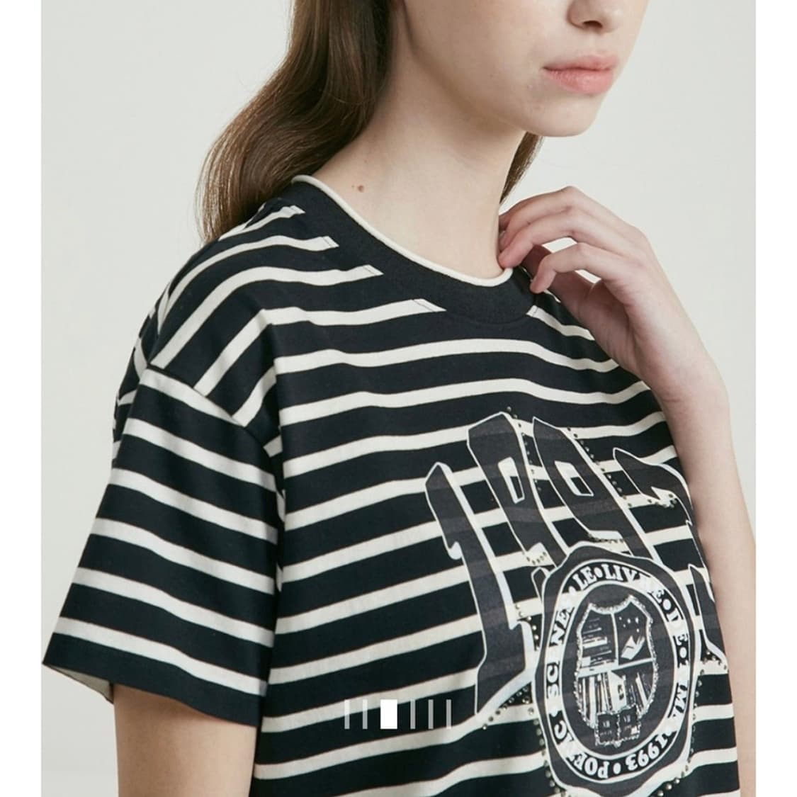 타임 스트라이프 비즈 반팔 티셔츠 상품이미지1