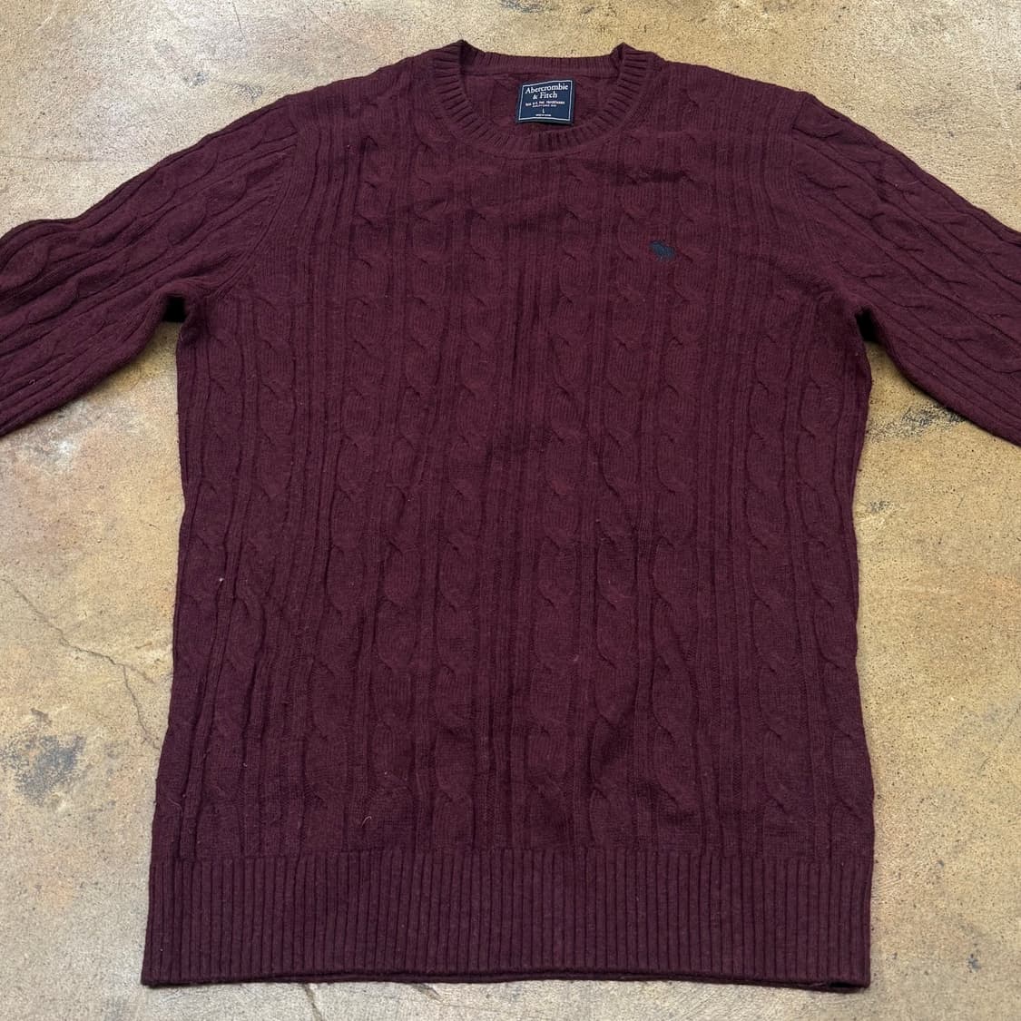 아베크롬비 버건디 꽈배기 니트 상품이미지3