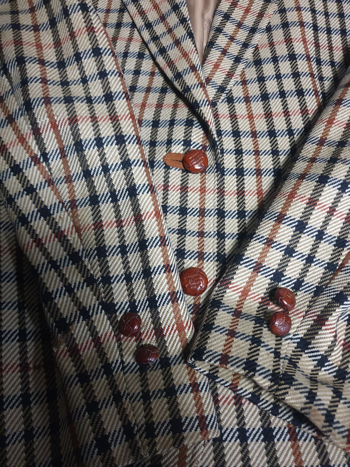 (빈티지) 닥스 레이디스 클래식체크 울100% 블레이저 브라운 (66) 상품이미지3