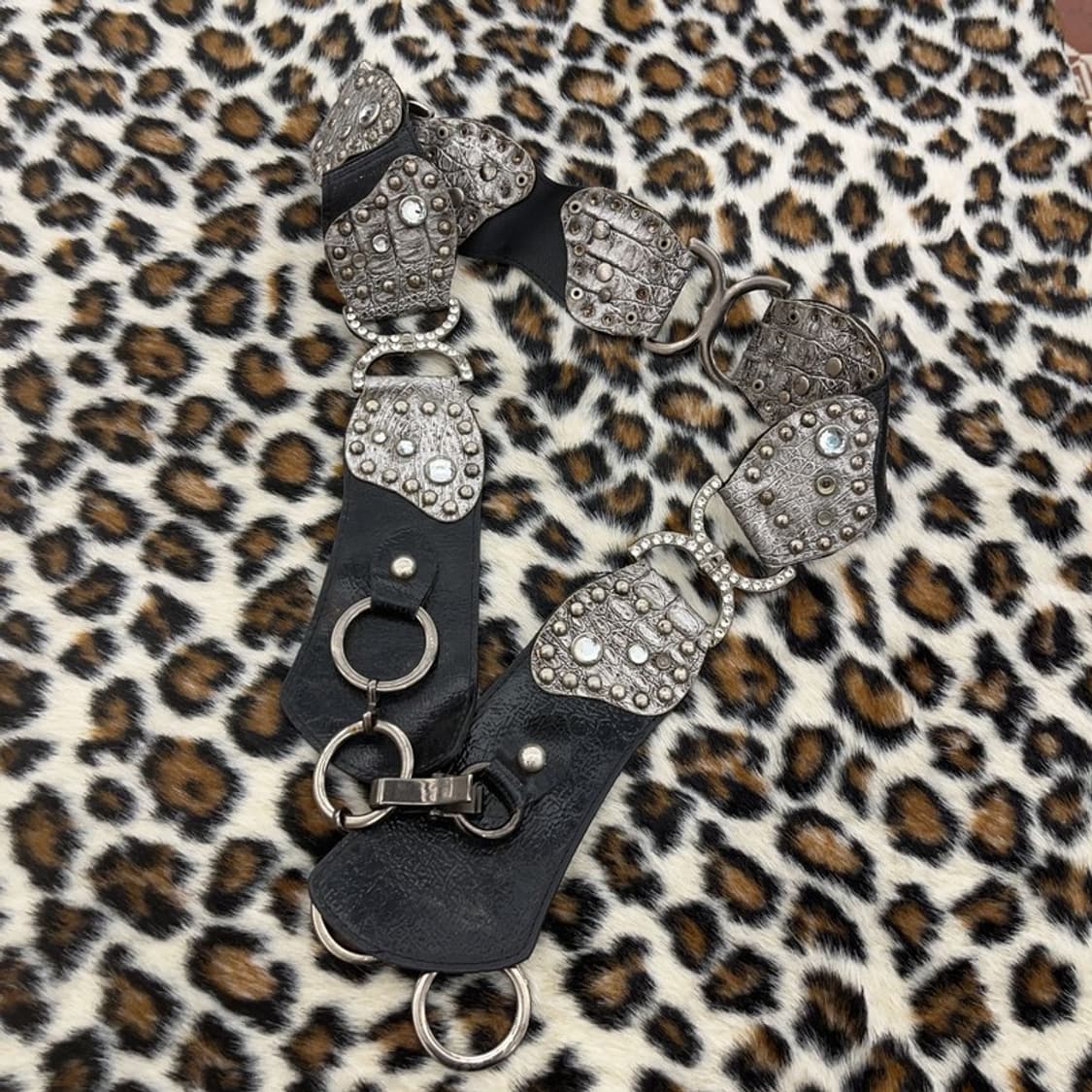 빈티지 스트릿 펑크 갸루 큐빅 스터드 가죽 벨트 C09607 상품이미지4