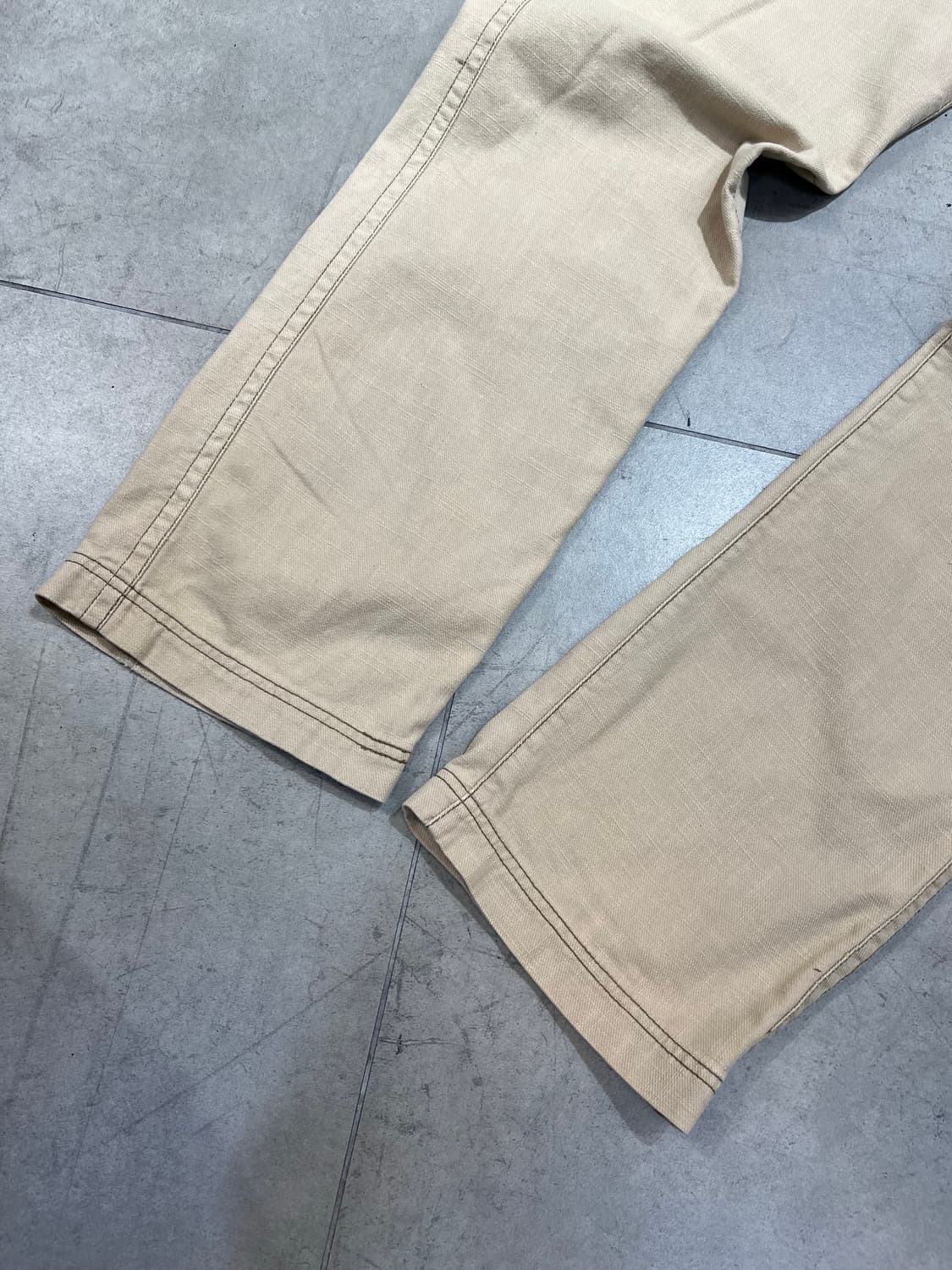 Drug store 박쥐 돼지 자수 베이지 코튼 와이드  팬츠 상품이미지7