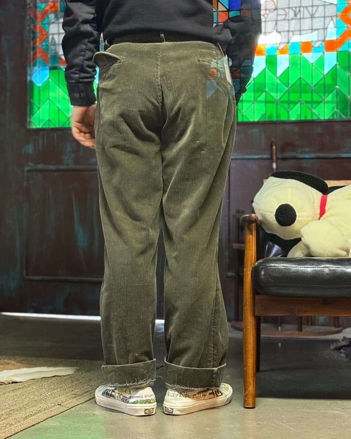 90‘s 폴로 랄프로렌 투턱 코듀로이 팬츠 34 [올리브그린] 상품이미지9