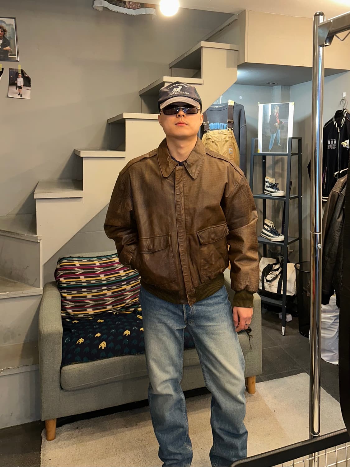 90’s Japanese lambskin A-2 bomber jacket 상품이미지2