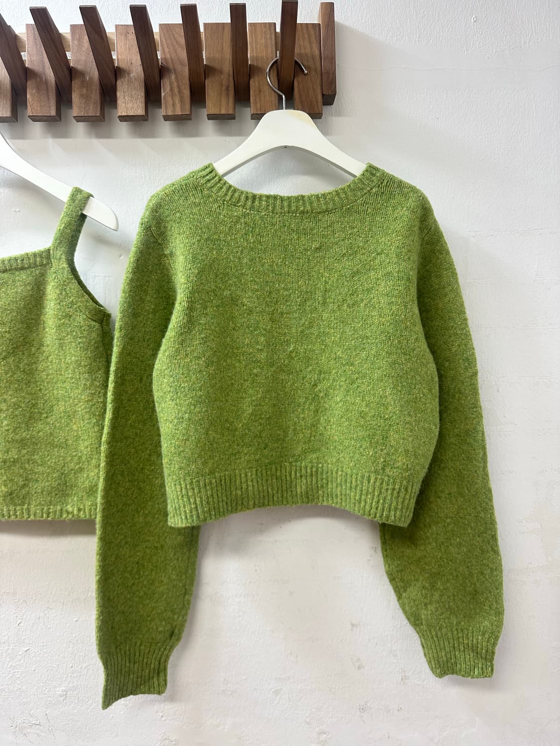 💚일본빈티지 멜란지 그린 니트 뷔스티에 & 니트 투피스 셋업 상품이미지8