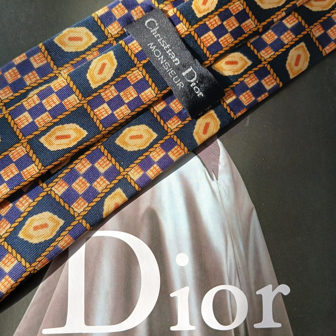크리스찬 디올 네이비 기하 패턴 넥타이 9.3cm B등급 A19713 상품이미지6