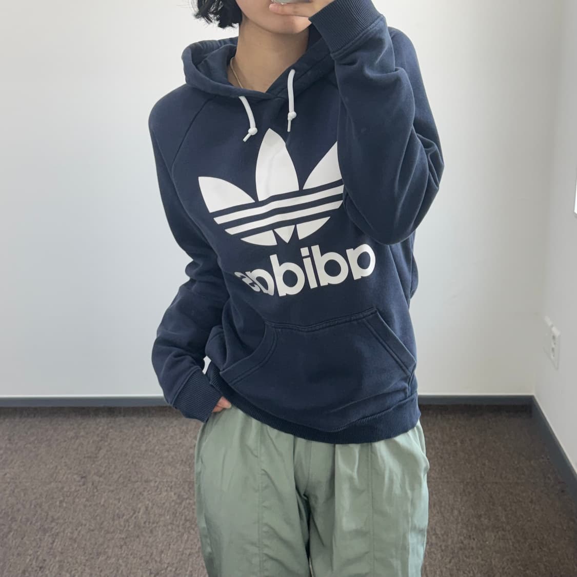 Adidas 아디다스 파이어로고 네이비 후드티 상품이미지2