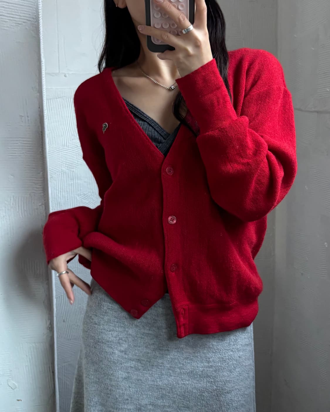 Lacoste 라코스테 레드컬러 브이넥 울 가디건 상품이미지2