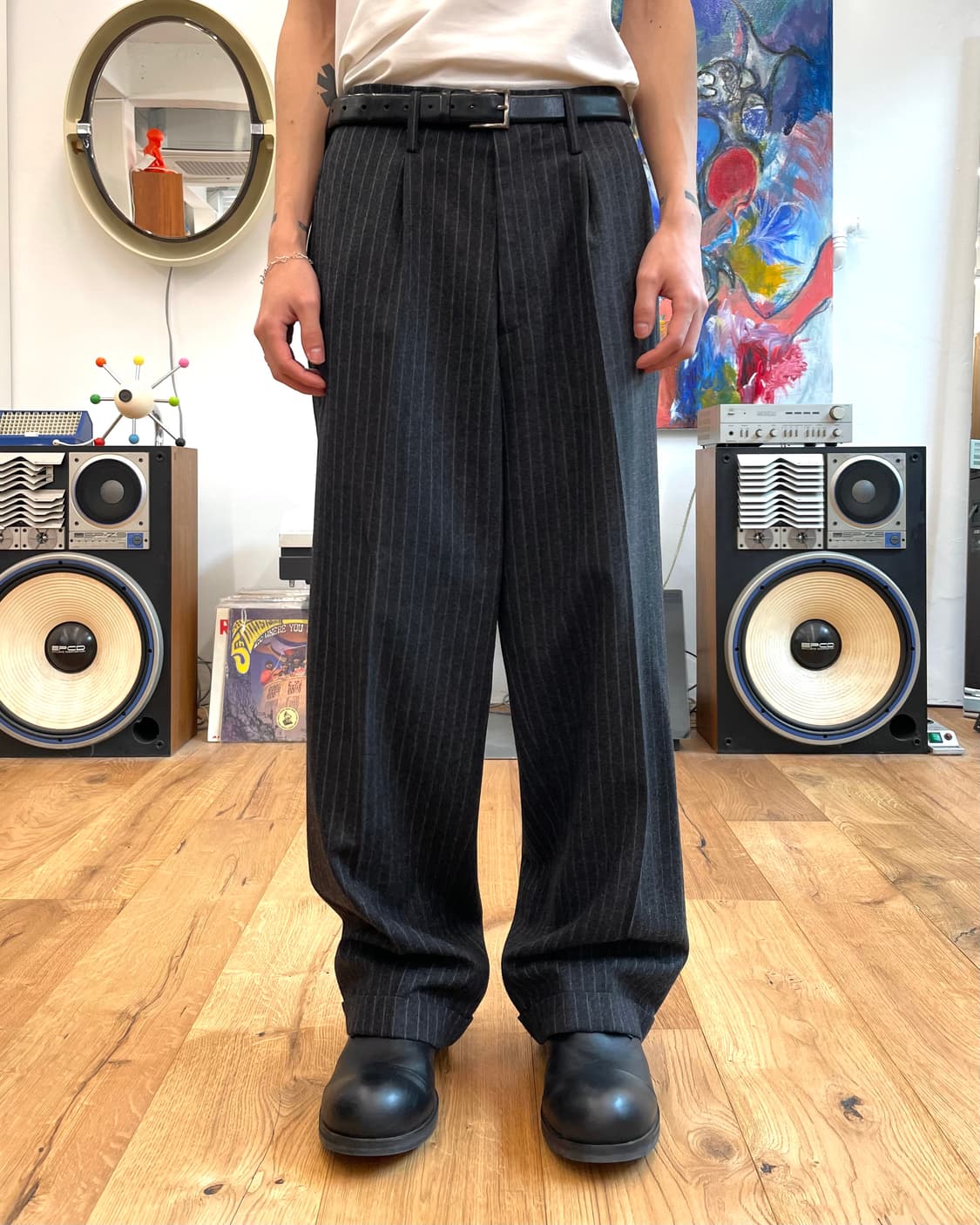 [2] 요지야마모토 와이즈 포맨 스트라이프 울 팬츠 상품이미지2