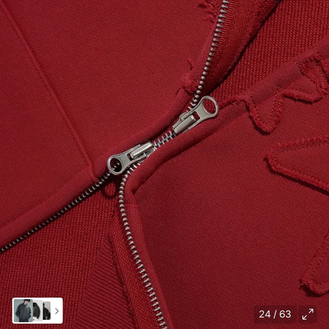 나이스고스트클럽 3STAR LOGO ZIP HOODIE 레드 상품이미지4