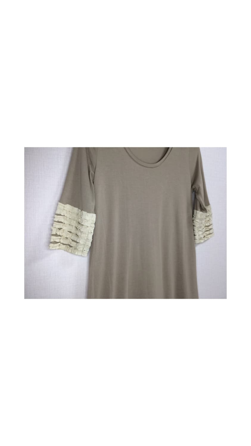 빈티지 카키브라운 겹프릴 레이어드 원피스 상품이미지4