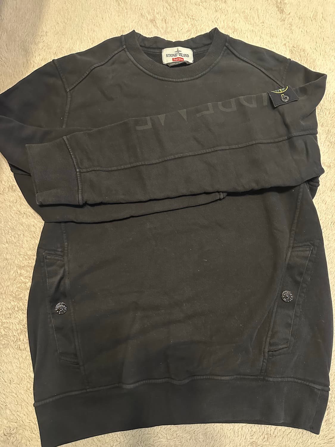 스톤아일랜드 x 슈프림 14fw 크루넥 블랙 상품이미지2
