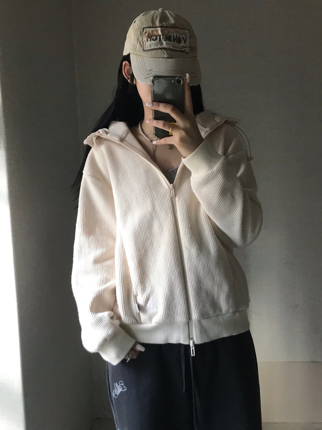 아디다스 아이보리 니트집업 상품이미지3