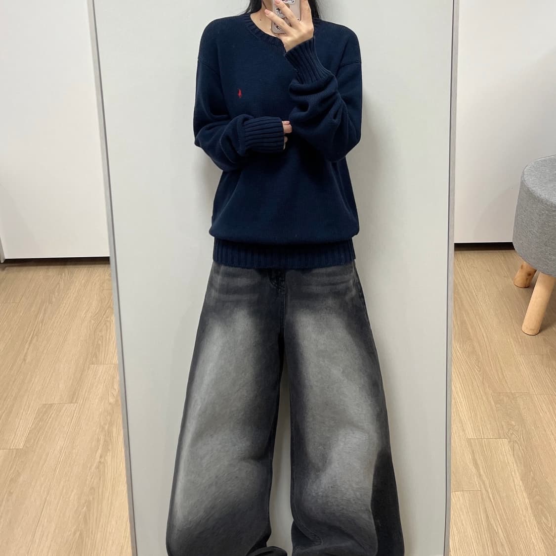 폴로 랄프로렌 레드 포니 네이비 코튼 니트 스웨터 상품이미지1