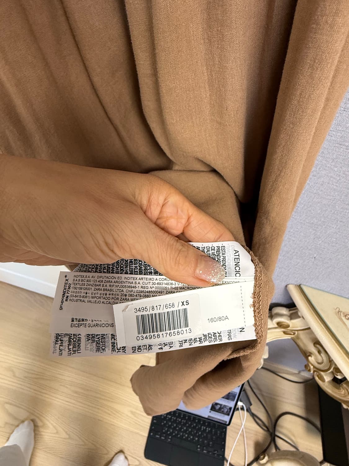 ZARA 카멜색 나시 롱 원피스 XS 상품이미지3