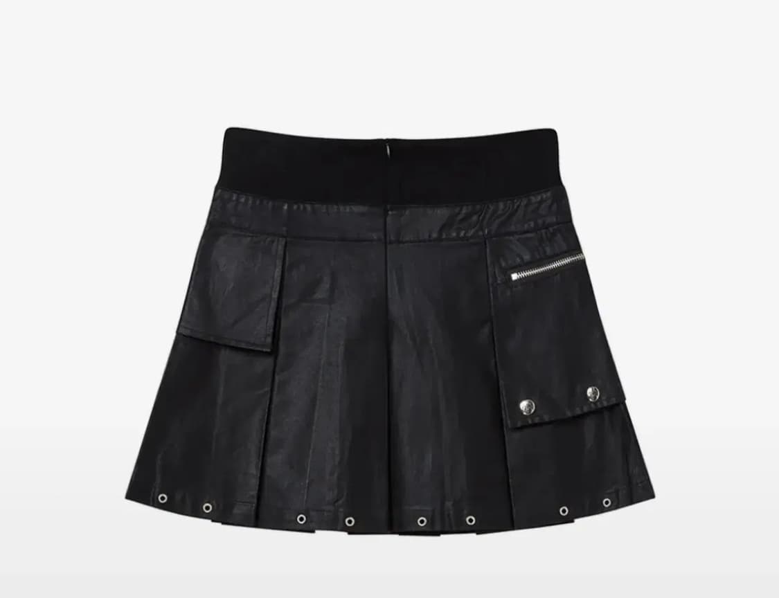 당일배송) 엔와이엑스엑스 nyxx 레더 코튼 플리츠 스커트 블랙 s 상품이미지2