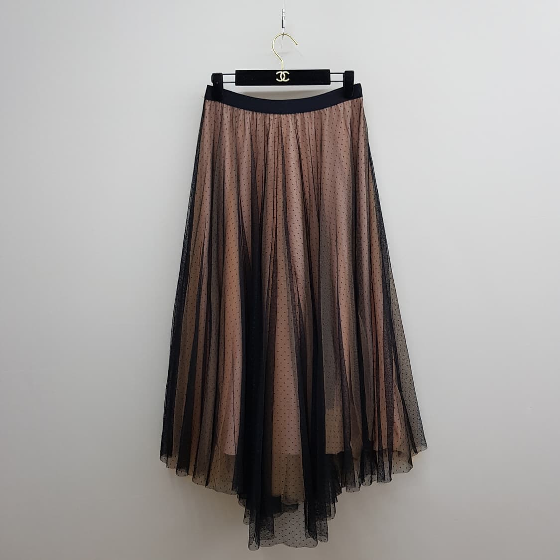 한섬 더스토어 2021 도트 망사 배색 롱스커트 M사이즈 상품이미지1