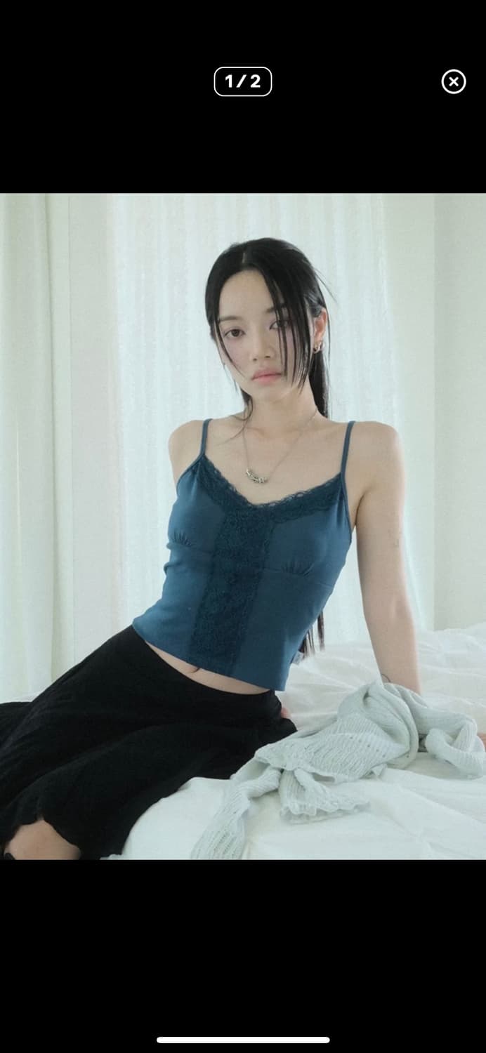 애즈온 COR LACE SLEEVELESS / BLUE-GREEN 상품이미지1