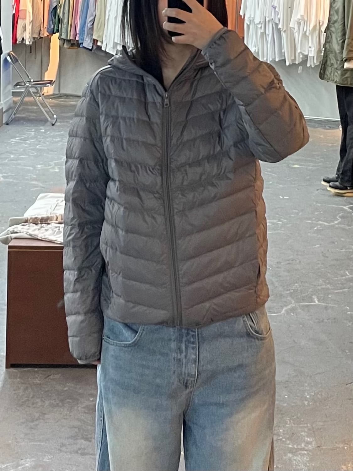 빈티지 그레이 라이트다운 경량 후드자켓 H1481 상품이미지1