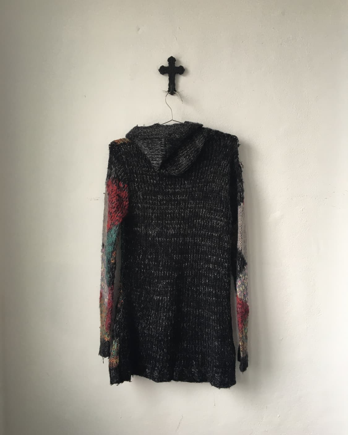 Color mixed hood knit cardigan 상품이미지3