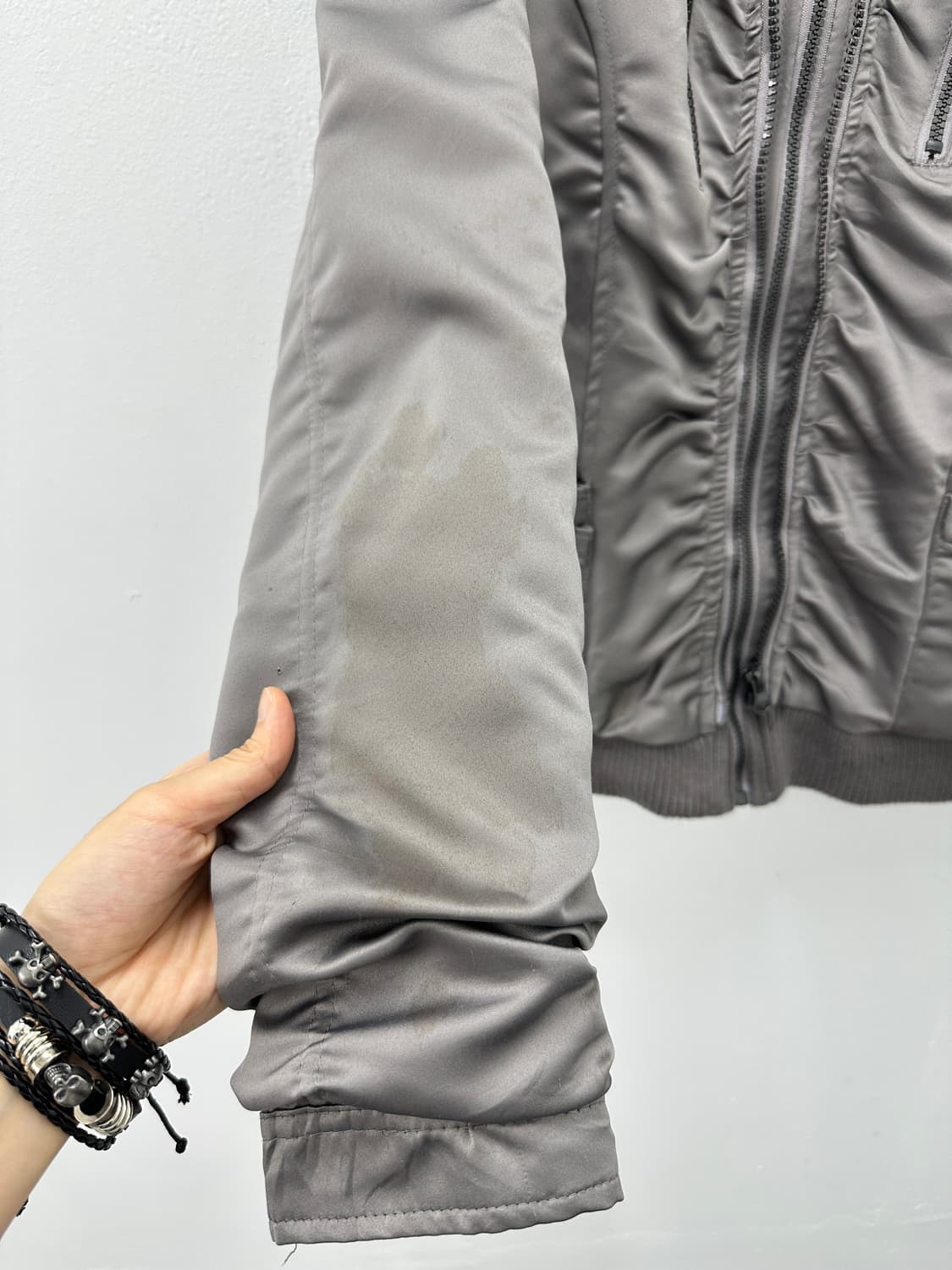 Vintage Silver Ruched shirring Bomber  상품이미지2