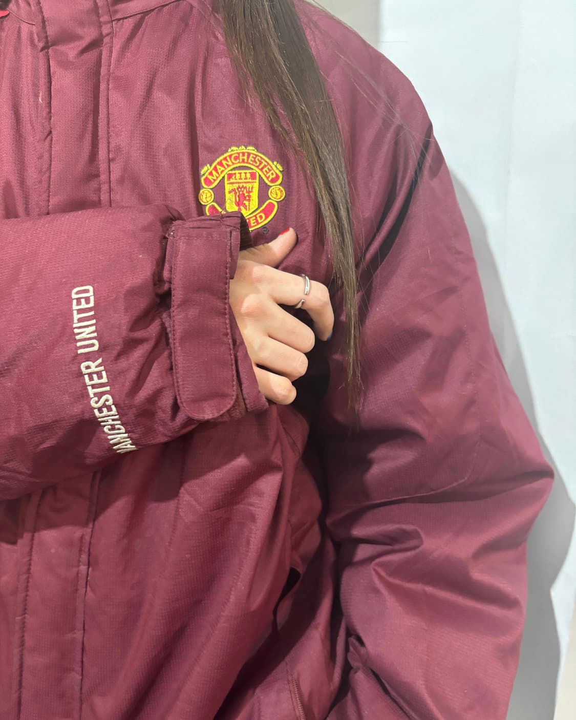 90s 나이키 맨유 버건디 빈티지 트레이닝 패딩 상품이미지3