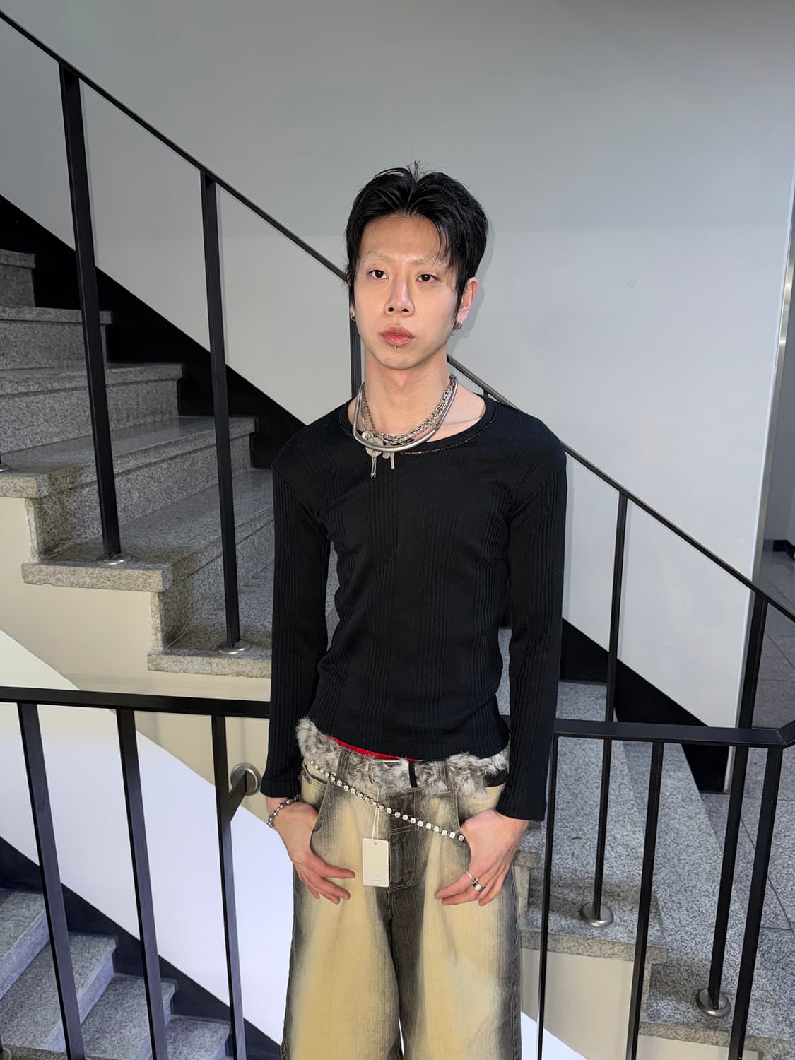 gold stitch rib top 상품이미지2