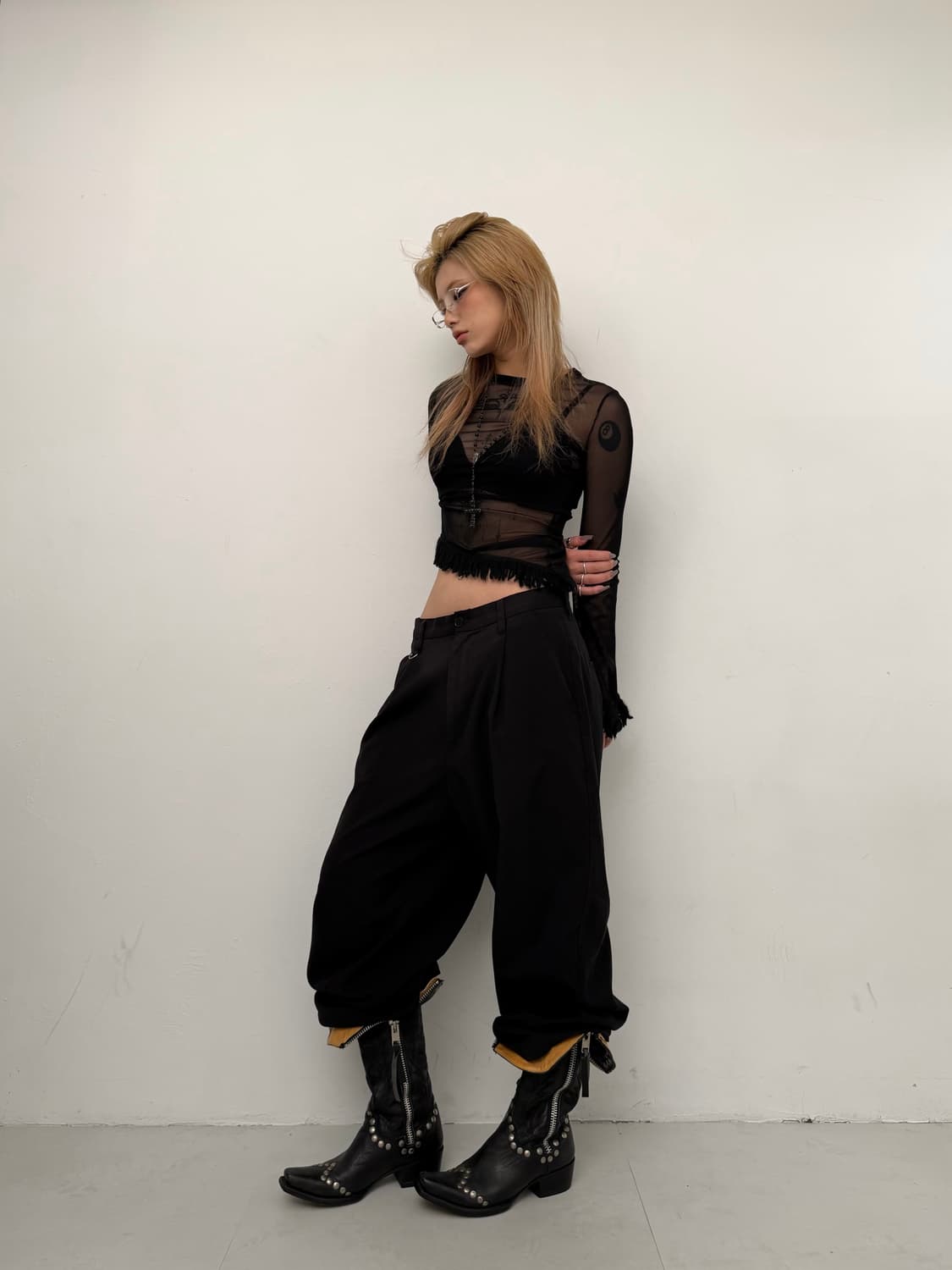 Jean Paul Gaultier 프린지 메쉬탑 상품이미지1