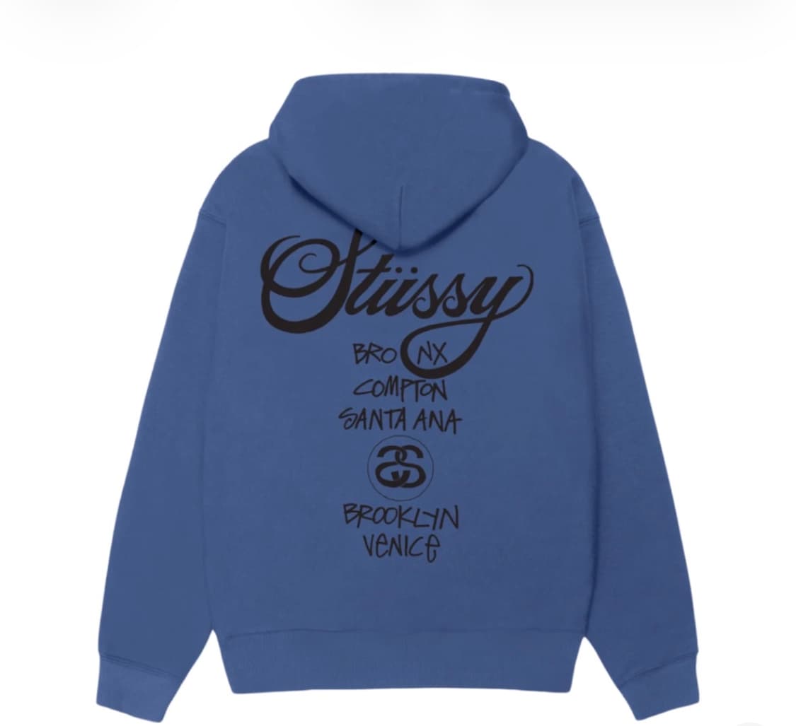 스투시 월드 투어 후디 블루 2025 상품이미지2