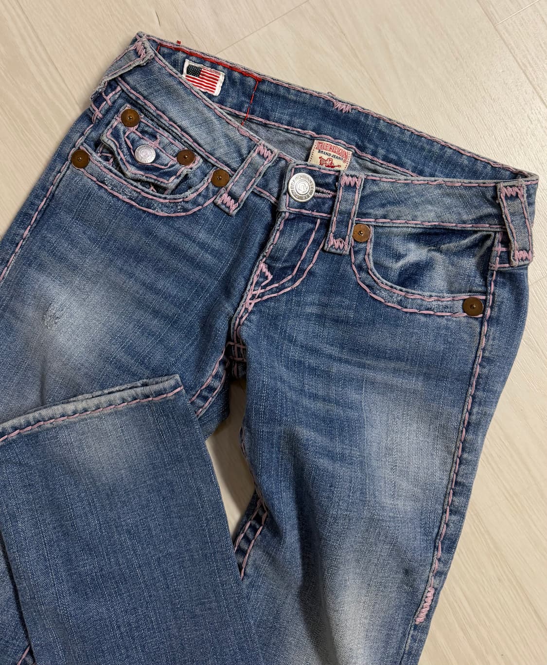 [대장] 트루릴리전 희귀 워싱 연청 핑크 데님 팬츠 청바지 상품이미지1