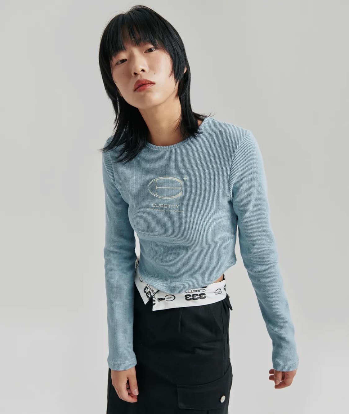 CURETTY 큐리티 크롭 와플티 새상품 상품이미지3