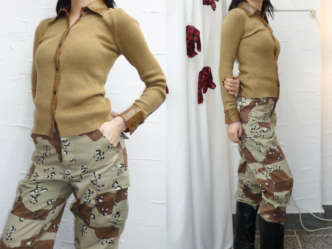 leather accent knit 상품이미지1