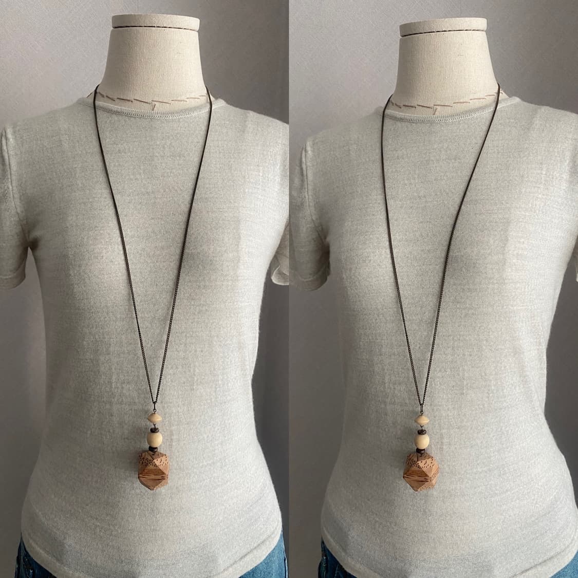 우드펜던트 롱체인 악세서리 목걸이(새제품) 상품이미지10