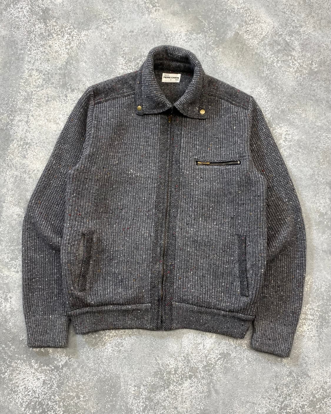 [M] 90s Pierre Cardin 빈티지 울 니트 집업 자켓 상품이미지1
